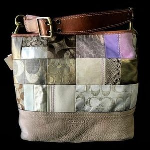 Beautiful Coach Khaki Patchwork Shoulder Tote